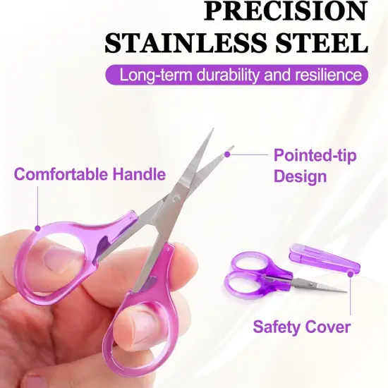 10 Pcs Small All Purpose Scissors, Stainless Steel Sharp Mini Detail Craft Scissors With Protective Cover, 3.5" Tiny for Embroidery, Paper Cutting, Sewing, Knitting, Crafting {3}