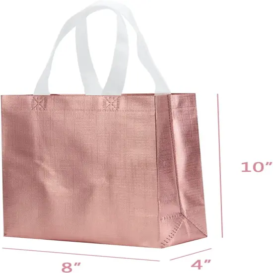 8" X 4" X 10" Reusable Gift Bags With Handles for Birthday Christmas Party Favor Gift Bag Pack of 12 (3 Colors Mix) {3}