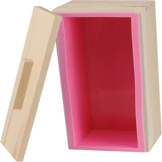 2 Pack 42 OZ Rectangular Soap Mold, Flexible Soap Loaf Mold with Wooden Cover and Box for Soap Making, Candle, Cake, Pudding, Chocolates {3}