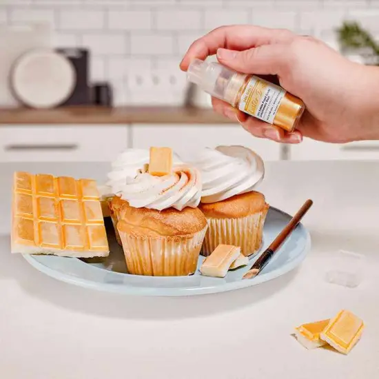 Bakell - 24K Gold Luster Dust (4g, 1x Pump) Edible Vegan Dust & Paint for Baking, Desserts and Beverages {2}