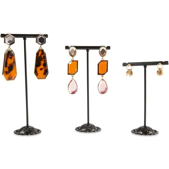Juvale T-Shape Earring Display Stands in 3 Sizes (Metal, Black, 6-Pack) {5}