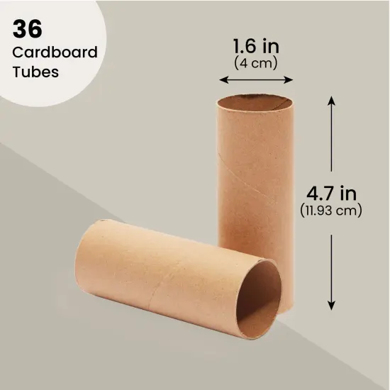 36 Pack Brown Cardboard Tubes for Crafts, DIY Craft Paper Roll for Diorama (1.6 x 4.7 In) {4}
