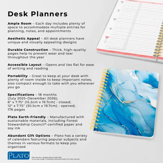 Crackled Blush | 2026 6 x 7.75 Inch 18 Months Weekly Desk Planner | Foil Stamped Cover | July 2025 - December 2026 {6}