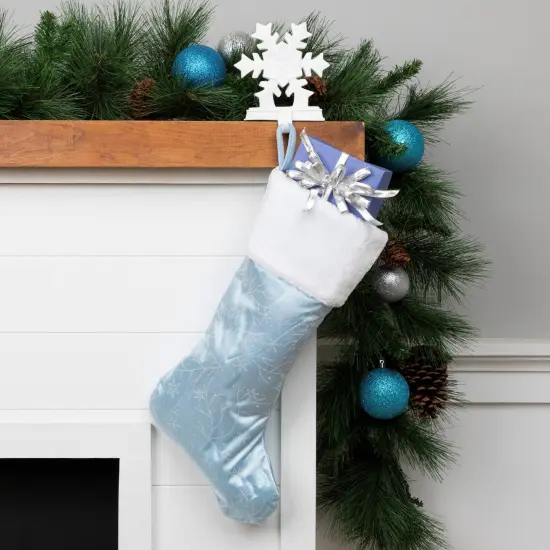 Northlight 20.5-Inch Blue and White Sheer Organza Christmas Stocking with Faux Fur Cuff {1}