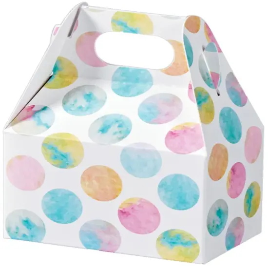 Pack/6: Watercolor Dots Gable Box - 4 x 2-1/2 x 2-1/2" {1}