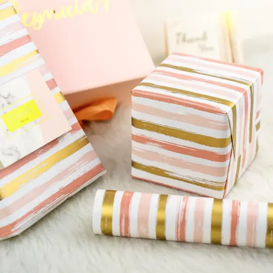 Reversible Pink Wrapping Paper - Mini Roll - 17 Inch X 33 Feet {5}