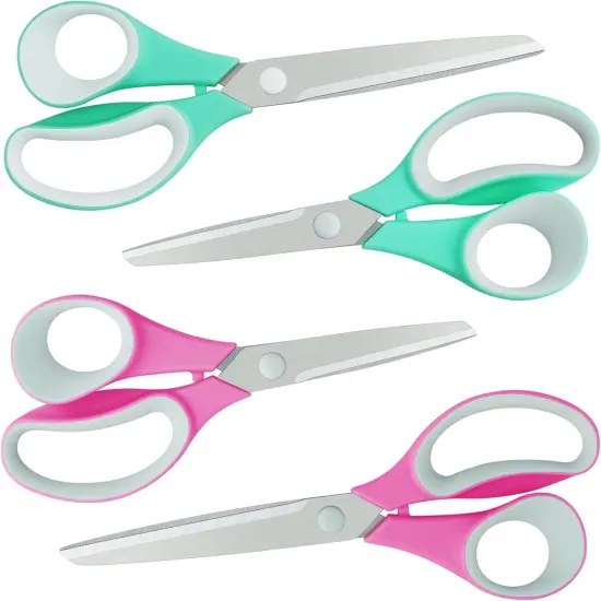 Craft Scissors Bulk Pack of 4, Ultra Sharp Blade, Comfort-Grip Handles, Multipurpose Sharp Scissors for Office, Home, School, Sewing, Fabric, Craft Supplies {1}