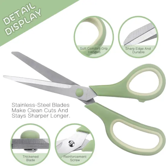 Scissors 8.5 Inch scissors all purpose Bulk Set of 3, Scissors for Office Home School Craft Supplies, Soft Comfort-Grip Right/Left Hand {3}