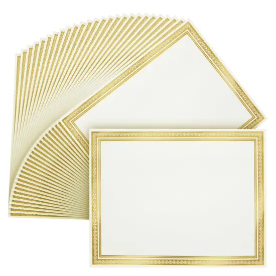 50 Sheets Gold Foil Award Certificate Paper 8.5 x 11 for Printing - Blank Cardstock for Graduation, Diploma and Achievement (White) {1}