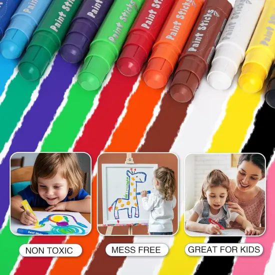 Paint Sticks, 12 Colors Solid Tempera Paint Sticks for Kids, Quick Drying Washable Paint {5}
