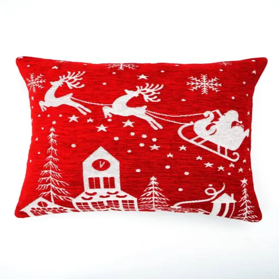Santa's Magic Sleigh Jacquard Machine Woven Throw Pillow - 24" X 24" {2}