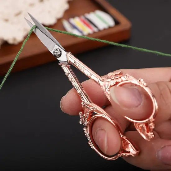 Crochet Scissors Small Sharp Tip Sewing Scissor for Embroidery Craft Needlework Cross Stitch Detail Threading Handicraft DIY Tool, 4.7in Rose Gold Cute Butterfly Shears {4}