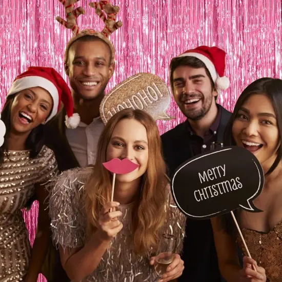 3 Pack Pink Backdrop Birthday Party Decorations Tinsel Foil Fringe Curtains Backdrop Streamer Bachelorette Christmas Graduation Wedding Princess Pink Theme Party Decorations {4}