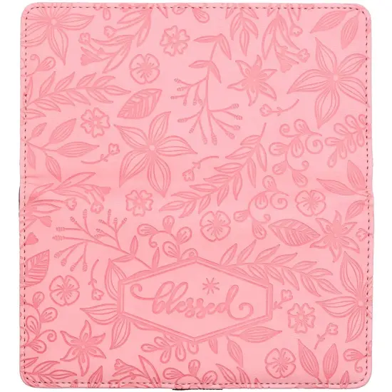 Floral Checkbook Cover for Women Card Holder Wallet for Checks & Credit Cards, RFID Blocking (Pink) {5}