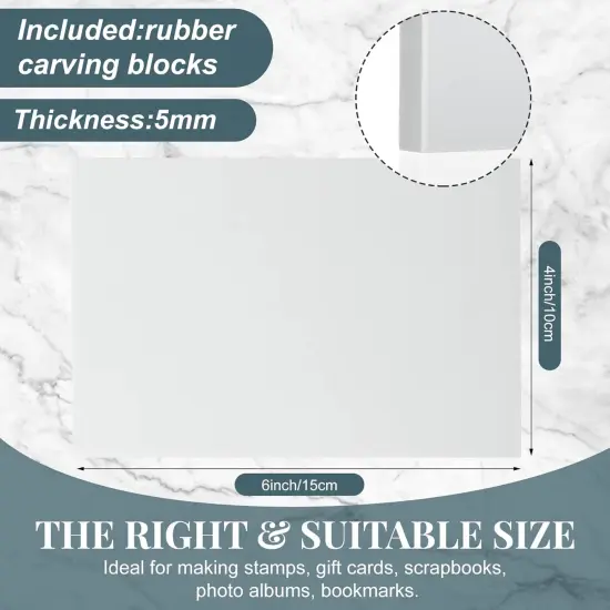 Ctosree 12 Pcs Gray Carve Block Rubber Carving Block 4 x 6 Inches Engraved Linoleum Blocks for Printmaking DIY Soft Rectangle Rubber Stamp Kit for Print Craft Projects Beginners Experienced {2}