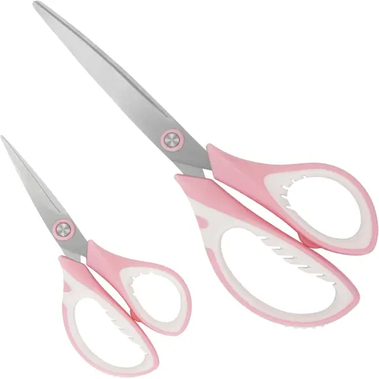 Pink Professional Sewing Scissors Set: Big Scissors, Small Scissors, Rotary Cutter with 3pcs Extra Blades for Cutting Fabric {3}