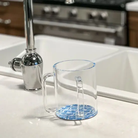 Lucite Wash Cup with Blue Designed Painted Base {3}