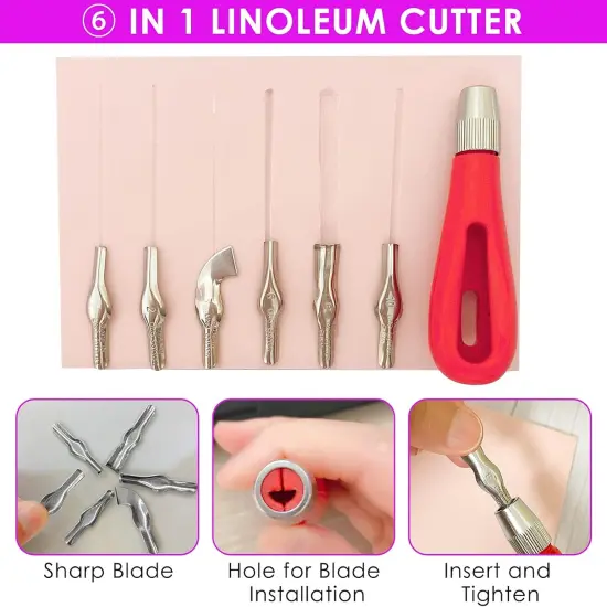 12PCS Rubber Carving Blocks Linoleum Block 4"x6" Rubber Stamp Carving Blocks Stamp Making Kit Linoleum Cutter with Blades and Carving Rubber Stamps for Stamp Carving, Printmaking {4}