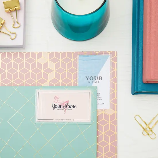 100-Pack Clear Business Card Pockets Holders 3.75x2 In, Self-Adhesive Side Load Plastic Protector, Sleeves Labels, Bulk Set for Storage, Organization, Labeling Bins, Folders, and Files {4}