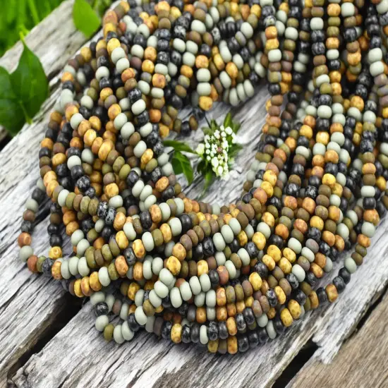 6/0 Aged Matte Bonzai Picasso Mix Seed Beads (22" Strand) {4}