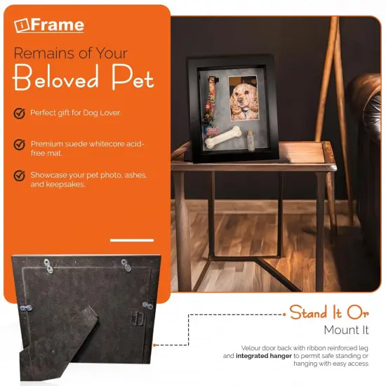 iFrame Pet Memorial Shadow Box and Pets Picture Frame for 4"x6" Photo | Pets Memorial Gifts for Pets Lover | Pet Collar, Pet Ashes Keepsake, Toys & Gift for Someone Who Lost A Pet | Made in USA {3}