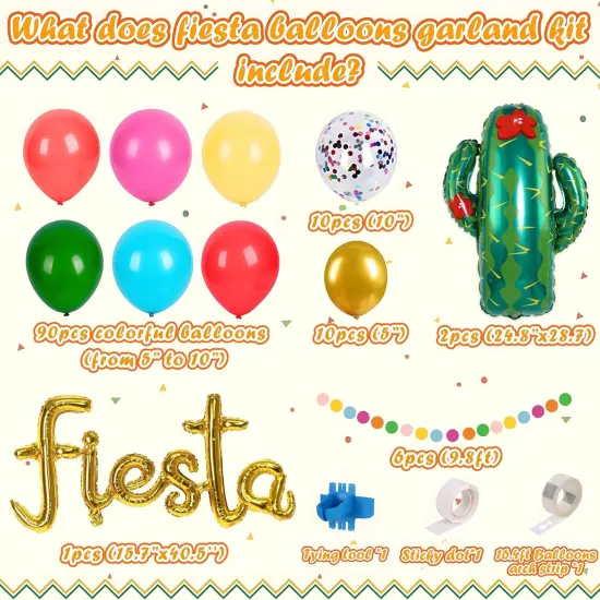 Cinco De Mayo Fiesta Party Decorations - Mexican Themed Balloons Garland Arch Kit + Circle Dot Garland for Birthday Decor Supplies (No Air Pump) {3}