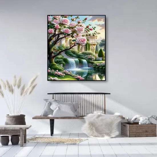 5D Landscape Diamond Art Kits for Adults Beginners, DIY Full Round Drill Diamond Painting Kits Rose Manor,Paint by Diamonds Dot Gem Art Crystal Garden Scenery Easy,Home Wall Decor 12X16Inch {2}