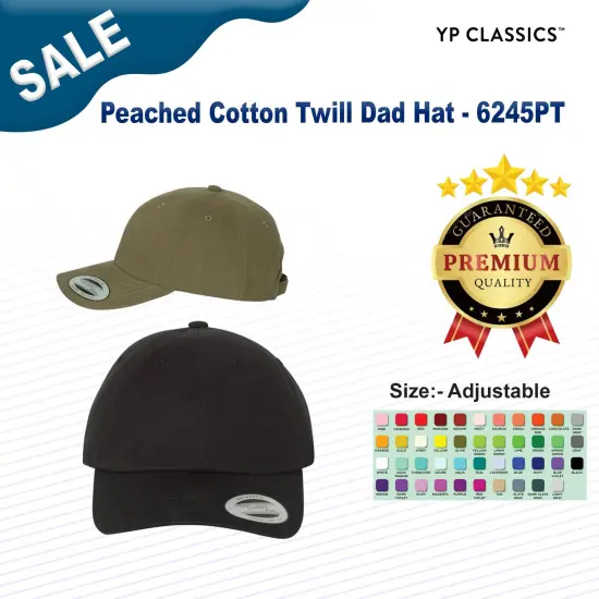 YP Classics&reg; Peached Cotton Twill Dad Hat White {3}