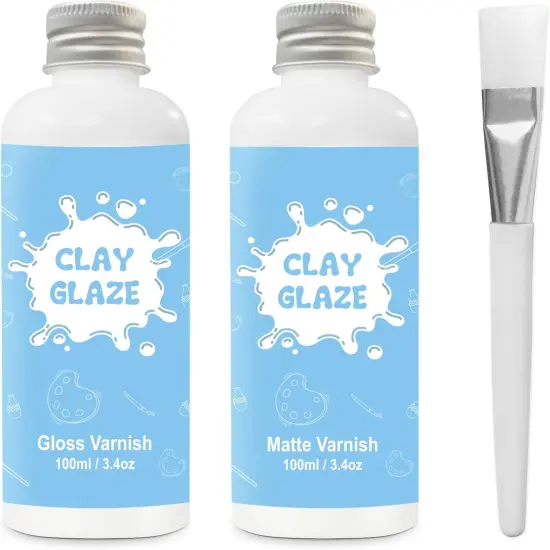 2 x 100ml Air Dry Clay Glaze, Clay Glaze Air Dry for Airdry Clay, Air Dry Clay Varnish Can Not Only Used to Prevent Clay Cracking, Scratches, and Wear,It Can Also Having a Glaze Effect (Gloss+Matte) {1}