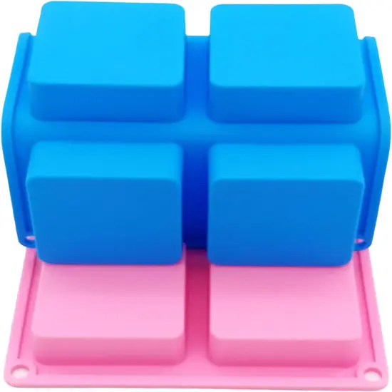 4 Pack Square Soap Molds,6-Cavity Non-Stick Silicone Brownie Pan,Square Bar Molds,Square Silicone Molds for Chocolate,Cupcake, Cornbread, Muffin,Soap {4}