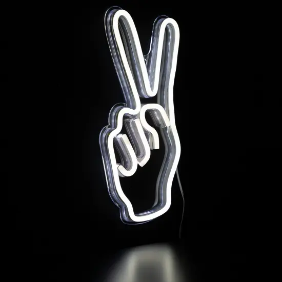 Northlight LED Peace Sign Hand Neon Lighted Wall Art - 15" - White {5}
