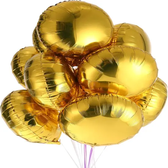 18" Gold Round Shaped Foil Balloons Mylar Helium Balloons for Birthday Party Wedding Baby Shower Decorations, Pack of 20 {2}