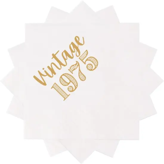 50th Birthday Cocktail Napkins 100Pcs Vintage 1975 50 Years Birthday Paper Disposable Party Napkins for His Her 50th Birthday Party Table Decorations 5 x 5 two-ply (1975) {2}
