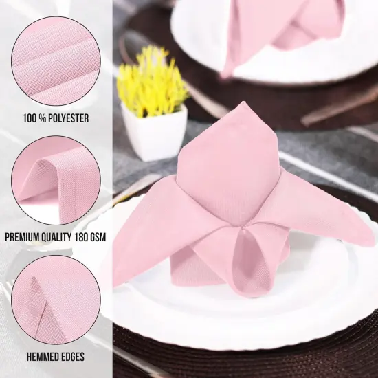 Pink Cloth Napkins (12 Pack, 20x20 Inches), Ideal Dinner Napkins for Party, Wedding and Lunch/Dinner {5}