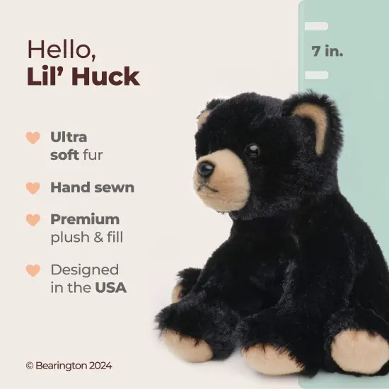 Bearington Lil' Huck Small Plush Stuffed Animal Black Bear, 7 Inches, For Ages 3-14 {2}