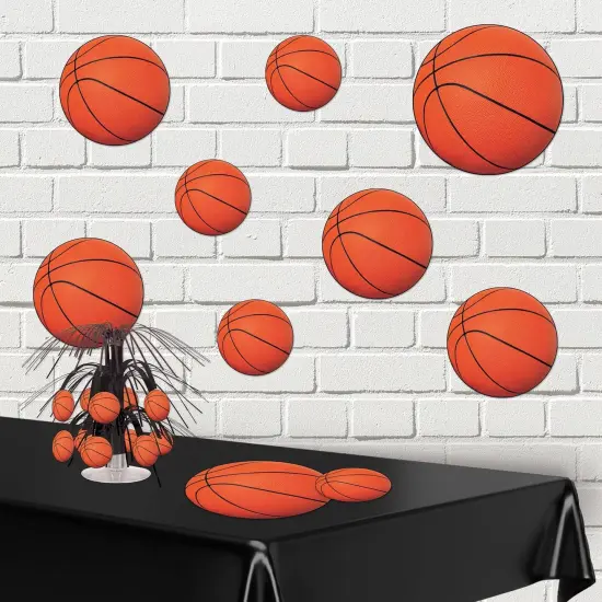 40-Piece Basketball Cut Outs in Orange and Black, Sports Theme Birthday Party Decorations, Game Day Celebrations, Classroom D&eacute;cor, 4" - 12" {2}