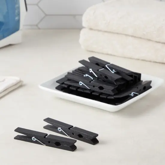100 Pack Wooden Clothespins for Hanging Laundry, Crafts, Photos (Black, 4 In) {4}