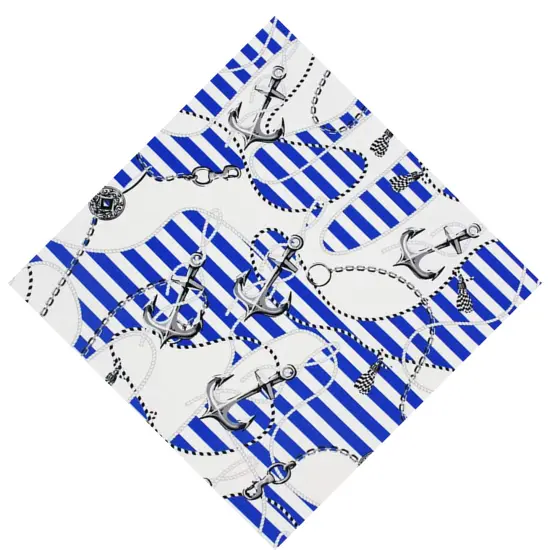 Anchors and Nautical Stripes Printed Spandex Fabric Red/Gold {7}