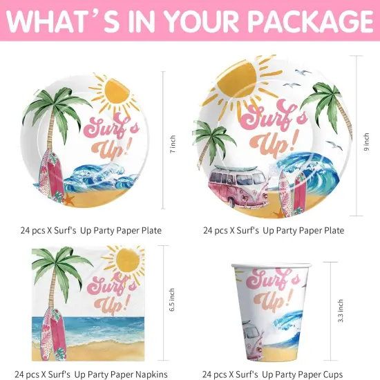 Surfs Up Party Decorations Girls Summer Tableware {2}