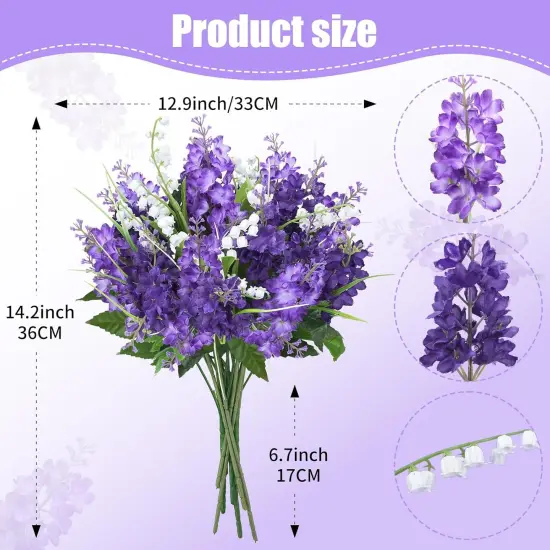 10Pcs Fake Lilac Flower Bouquet Purple Flowers Summer Bushes {2}