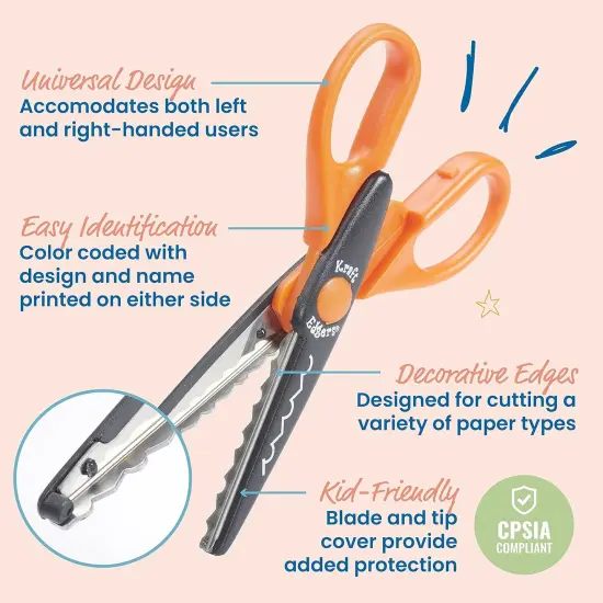 Kraft Edgers with Rotating Hardwood Rack, Decorative Scissors, Assorted, 18-Piece {3}