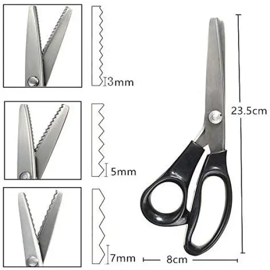 Dressmaking Sewing Craft Scissors, Professional Stainless Steel Pinking Shears Comfort Grip, Serrated & Scalloped Blades Cut Tailor Decorative Tool - Fabrics Leather Paper Craft (Scalloped 18mm) {5}
