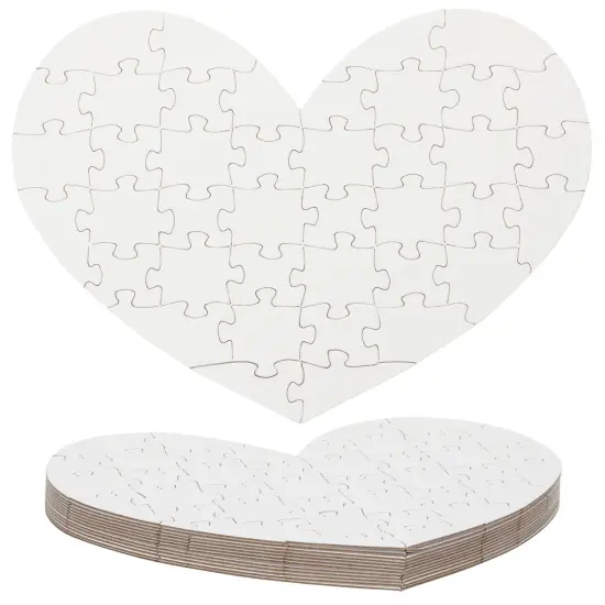 Set of 12 Heart Shaped Blank Jigsaw Puzzles to Draw On for Valentine&rsquo;s, DIY Crafts (9 x 6 in, 40 Pieces Each) {1}