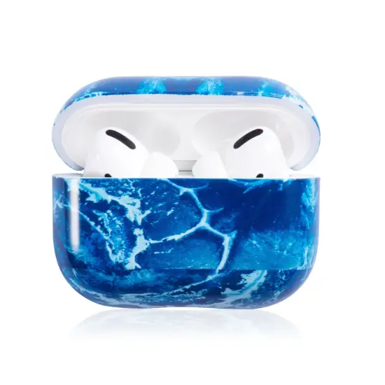 For Apple AirPods Pro Case, Sea Blue Marble Protective Cover with Keychain for Women Men {1}