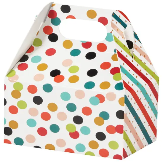 Pack/6: Painted Dots & Stripes Gable Box - 8-1/2 x 5 x 5-1/2" {2}