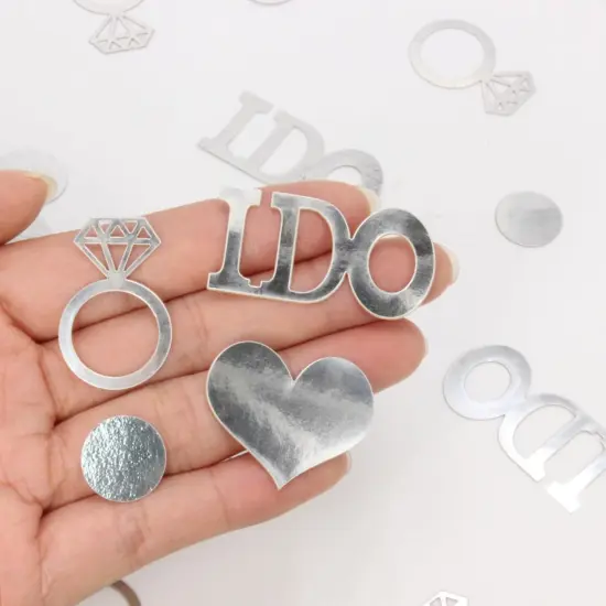 Wedding Confetti, Engagement Confetti for Wedding Shower Decorations, Bridal Shower Confetti for Bridal Shower Decorations, 160 PCS Glitter Silver I DO Confetti for Engagement Table Decorations {1}