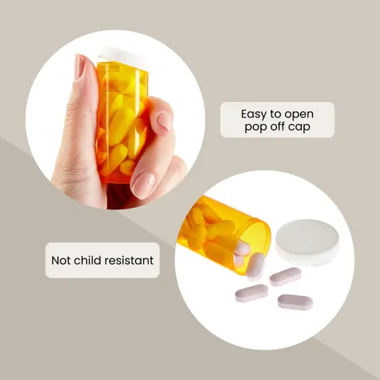 50 Pack Empty Pill Bottles with Caps for Prescription Medication, 8-Dram Plastic Medicine Containers (Orange) {4}