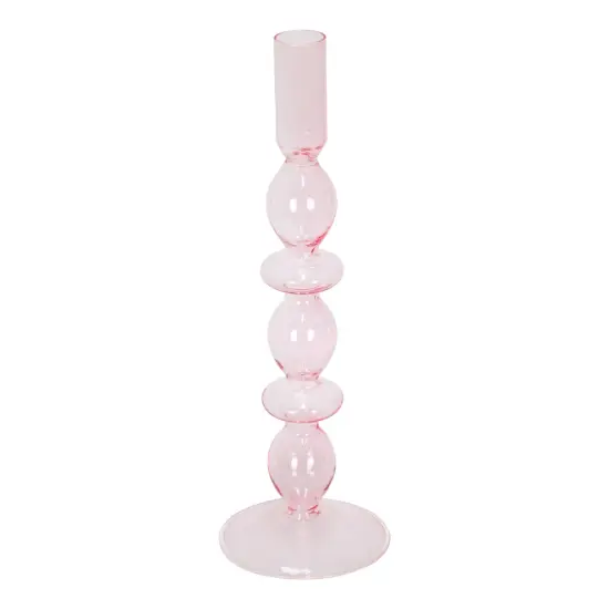 Glass Candle Holder Pink {1}