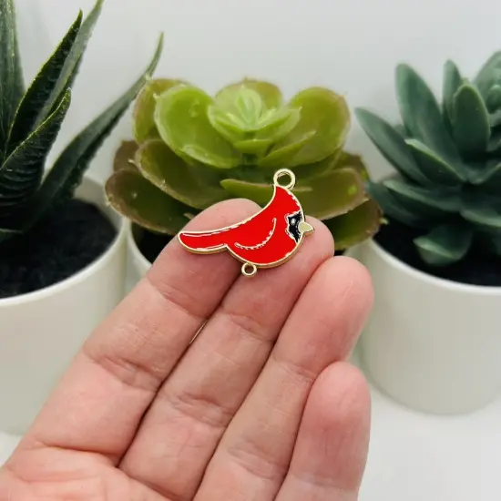 1, 4, 20 or 50 Pieces: Red Cardinal Connector Charms {2}