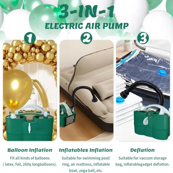 Balloon Pump Electric, 3-in-1 Balloon Pump for Inflatables and Deflator, Electric Balloon Pump for Latex 260q Foil Balloons, Quick-Fill 110V AC Inflator Deflator {2}